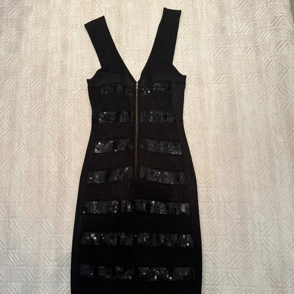 Black Sequence Striped  Dress, French Connection, US 2 - Picture 4 of 5